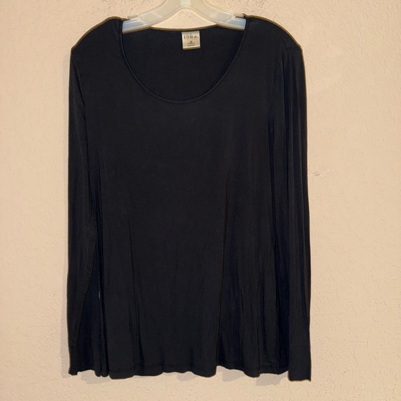 Soma Cool Nights Black Long Sleeve Pajama Shirt- Size Medium - Picture 2 of 8